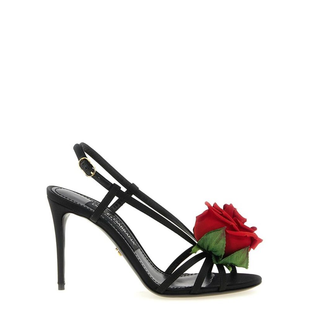 Dolce & Gabbana Black Viscose Stiletto Heel Women's Sandals